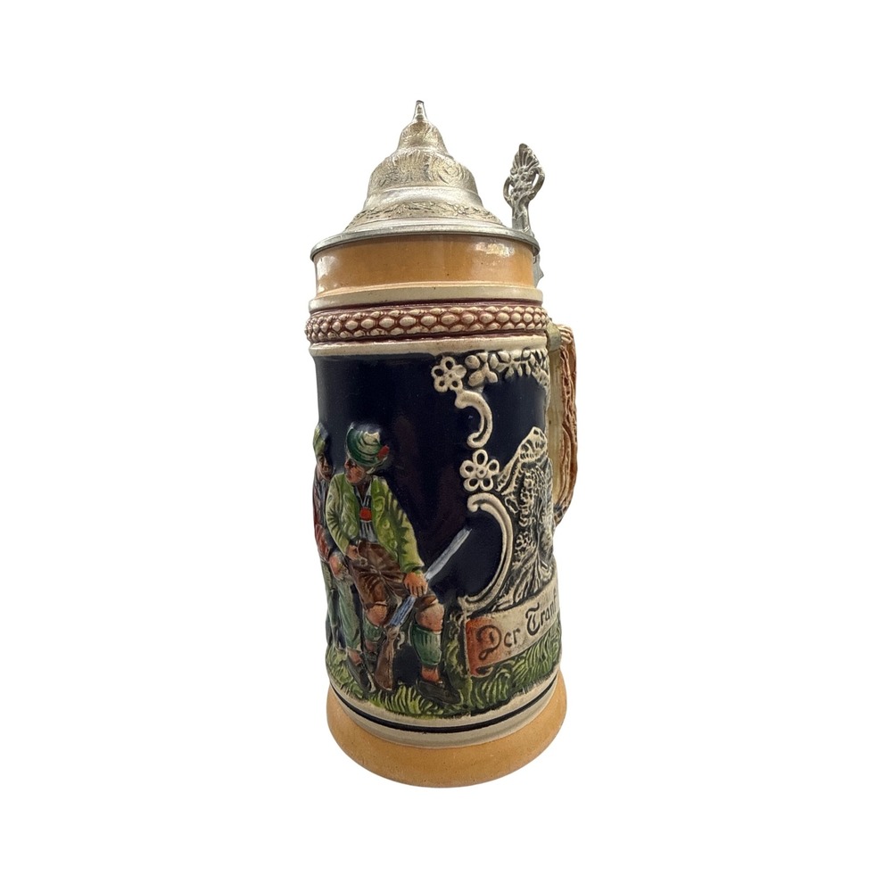 Hunters German Lidded Porcelain Western Germany Stein Rare